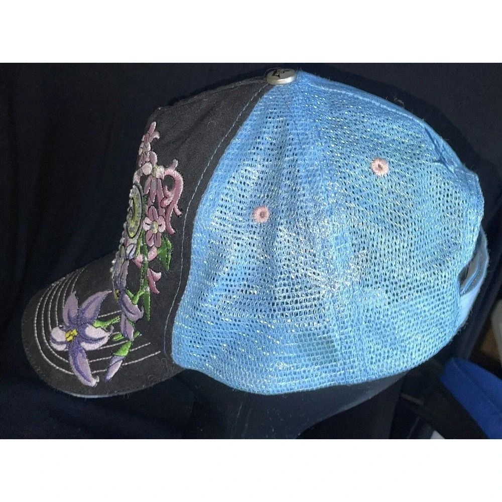Classic Jolly Roger Floral Embroidered W/ Rhinestones Adjustable Cap‎ Las Vegas